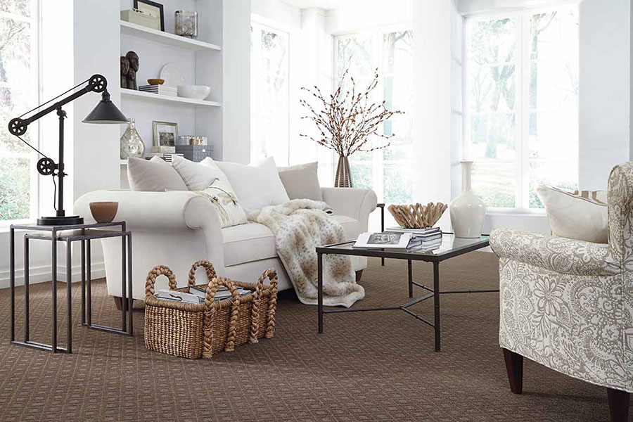 Living room with fur and wicker textures